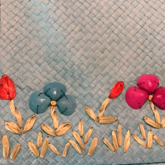 Lulu Guinness
"House" Purse Turquoise and Red Straw Satchel
10"L x 3"W x 10"H - Picture 10 of 15